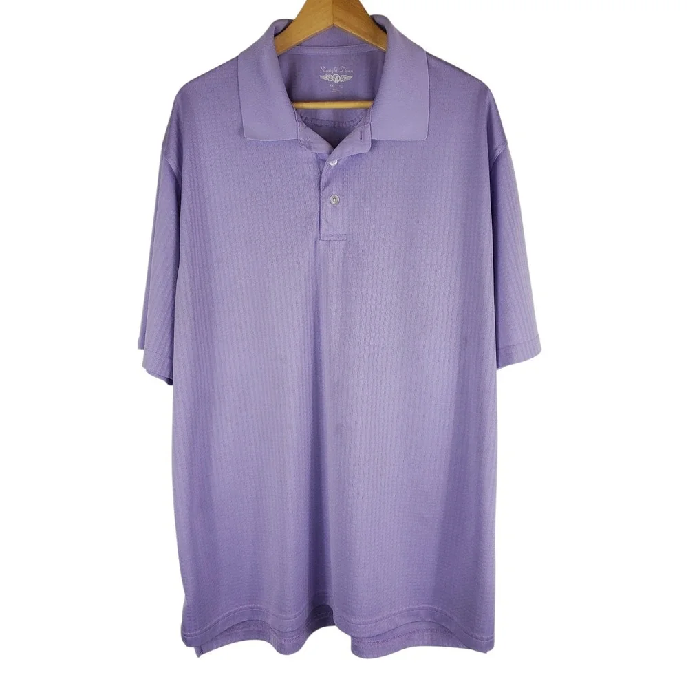 Straight Down Golf Polo Mens 2XL Purple Short Sleeve Performance Shirt Read